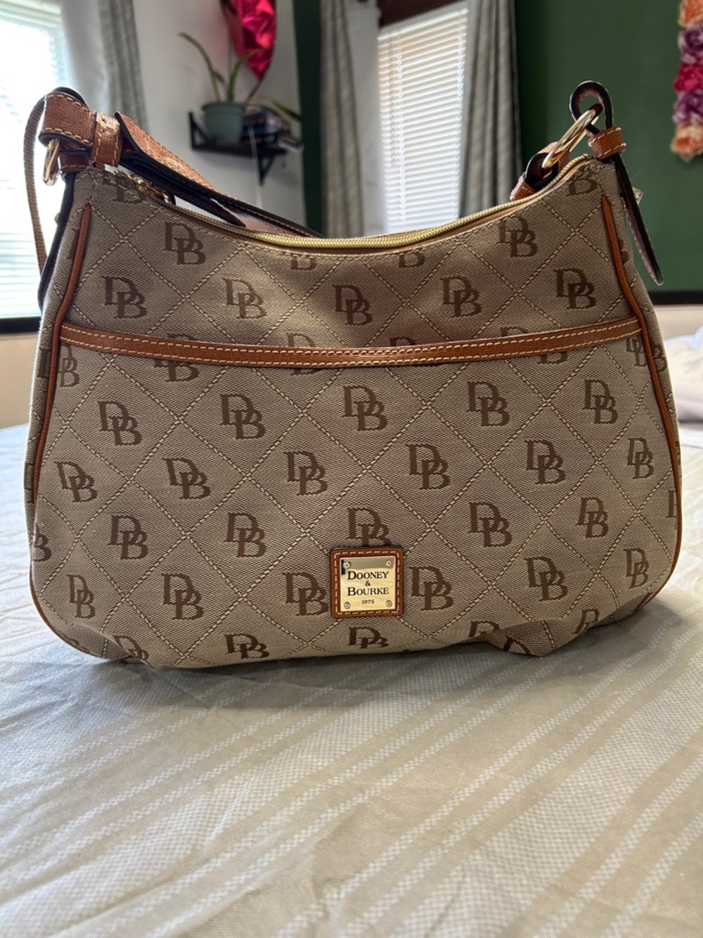 Dooney & Bourke Brown Monogram Quilted Shoulder Bag